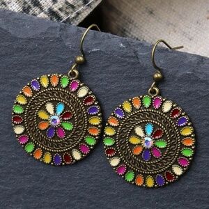 *BILLIE* Bronze x Multicolor Fashion Round Earrings